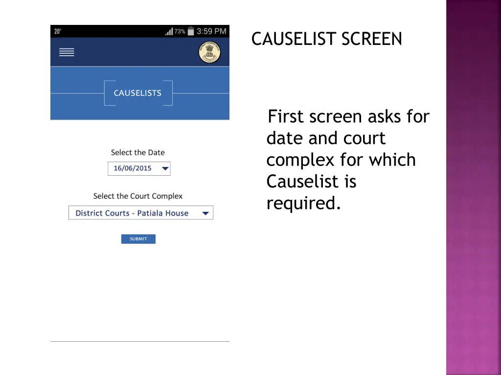 causelist screen