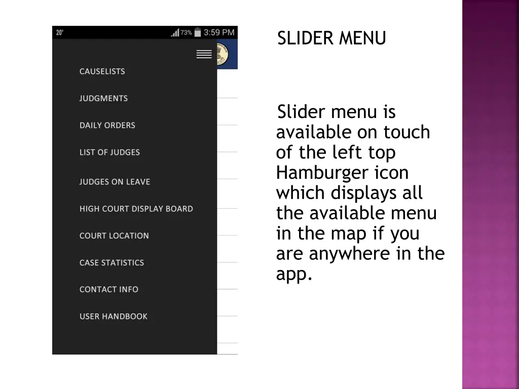 slider menu