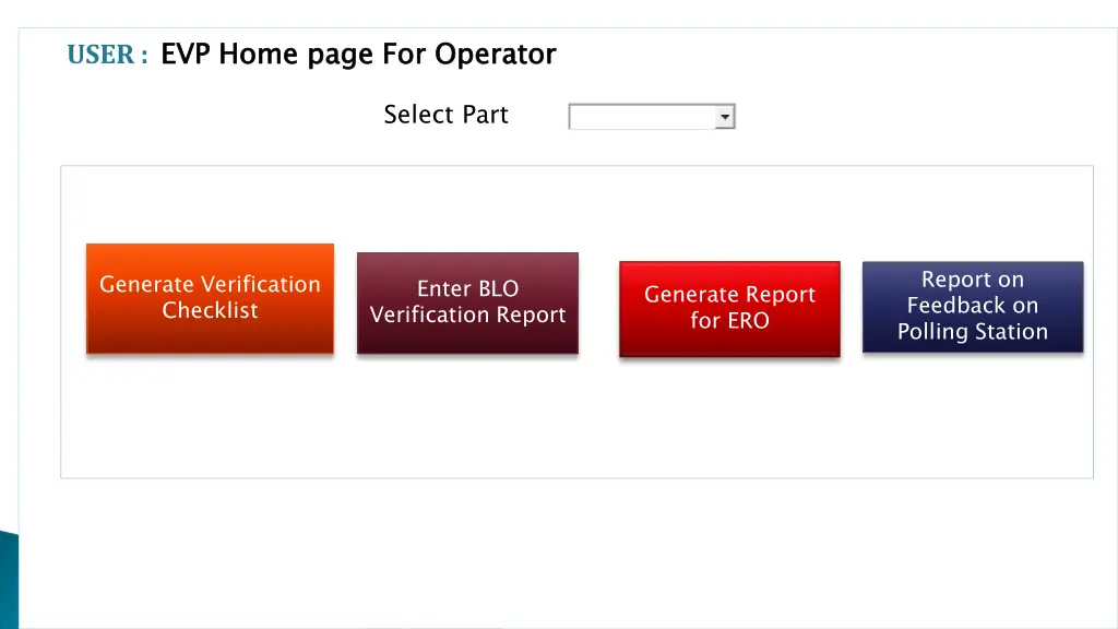 user evp home page for operator