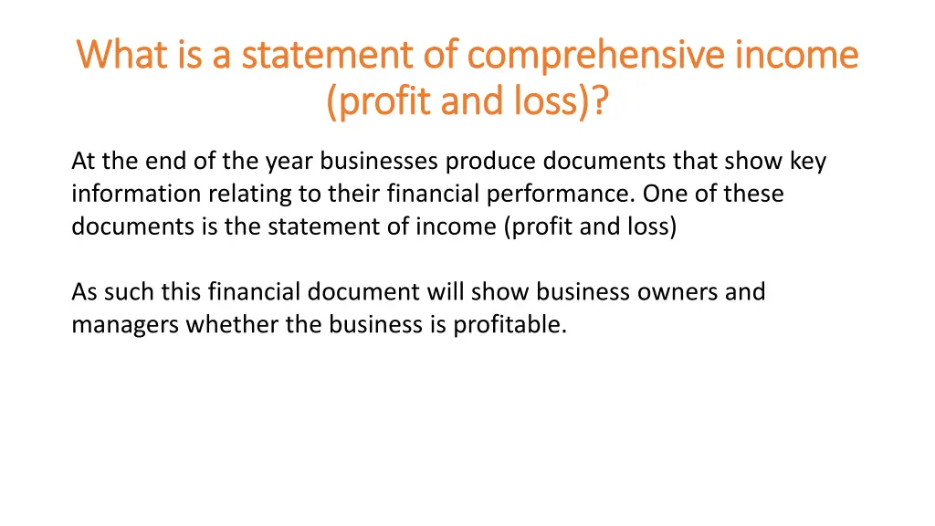 what is a statement of comprehensive income what
