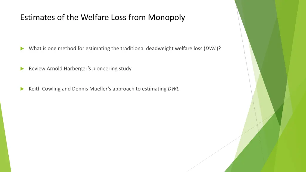 estimates of the welfare loss from monopoly