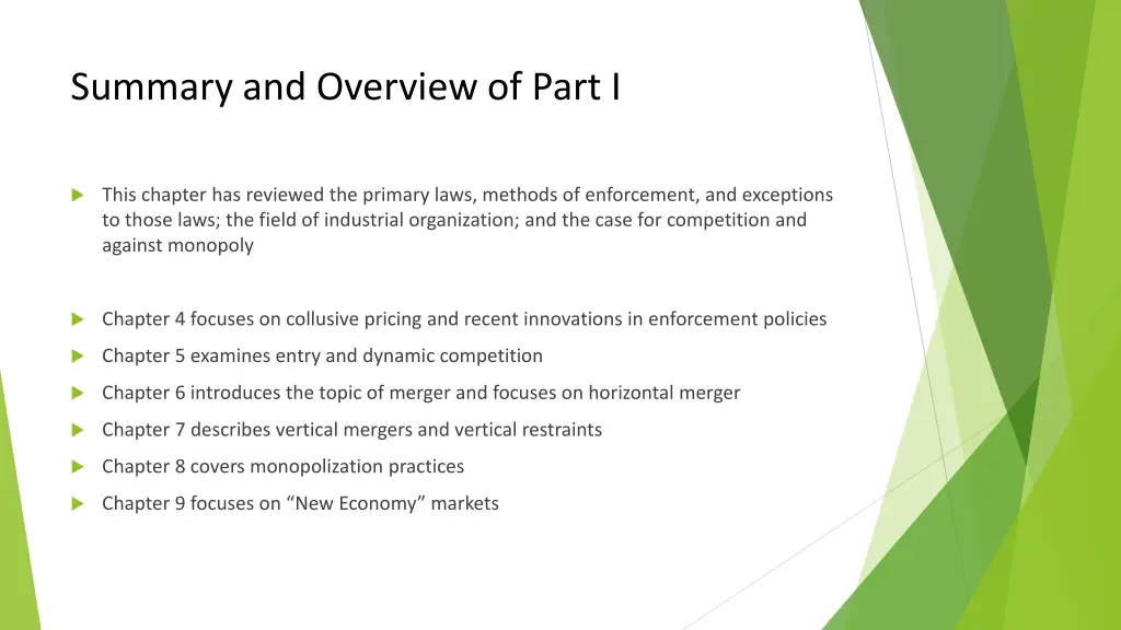 summary and overview of part i