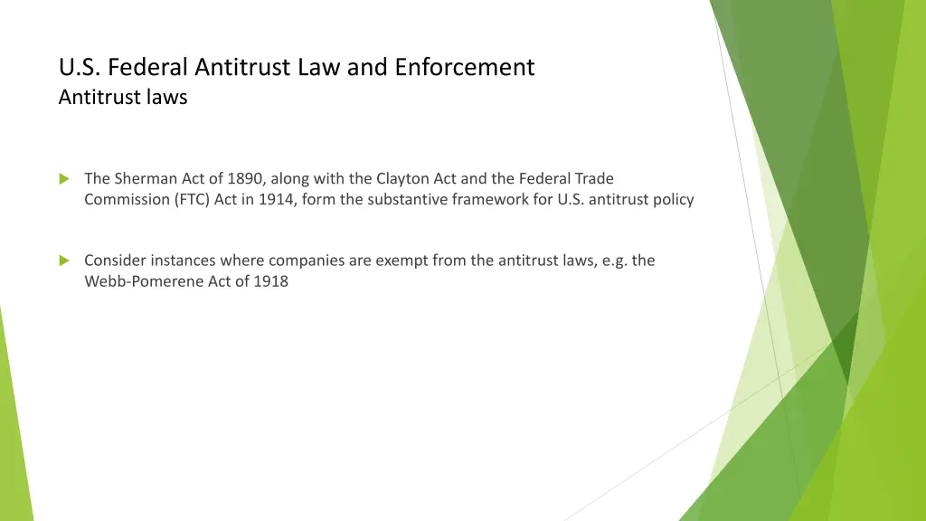 u s federal antitrust law and enforcement