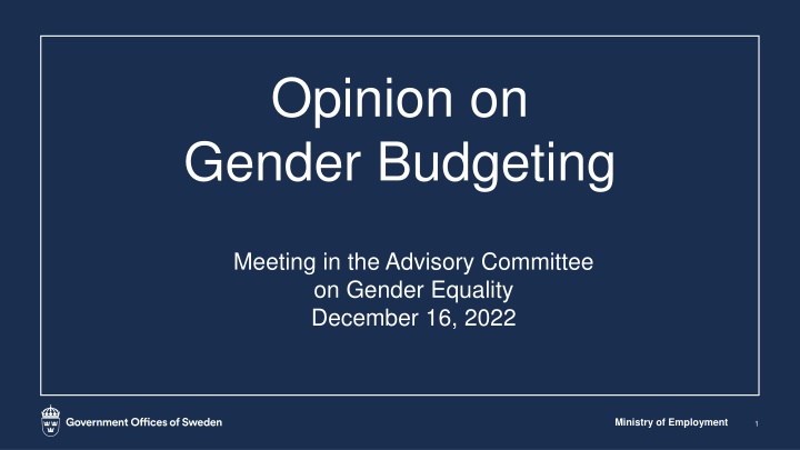 opinion on gender budgeting