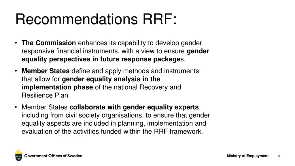 recommendations rrf