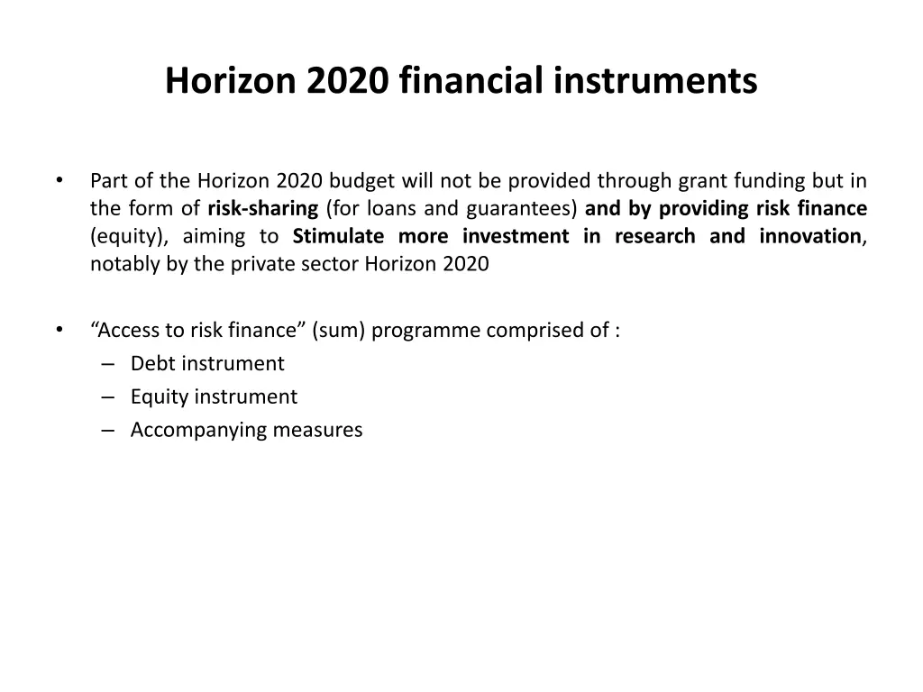 horizon 2020 financial instruments