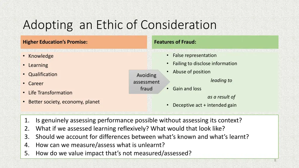 adopting an ethic of consideration