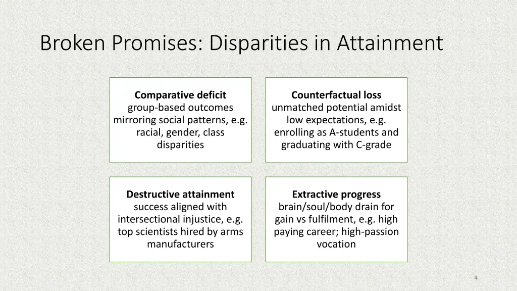 broken promises disparities in attainment