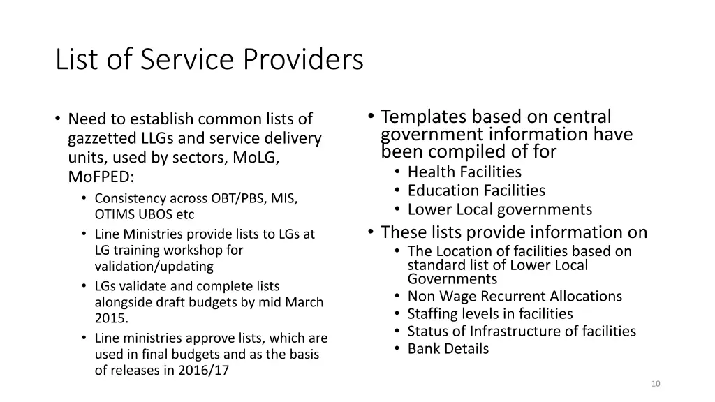 list of service providers