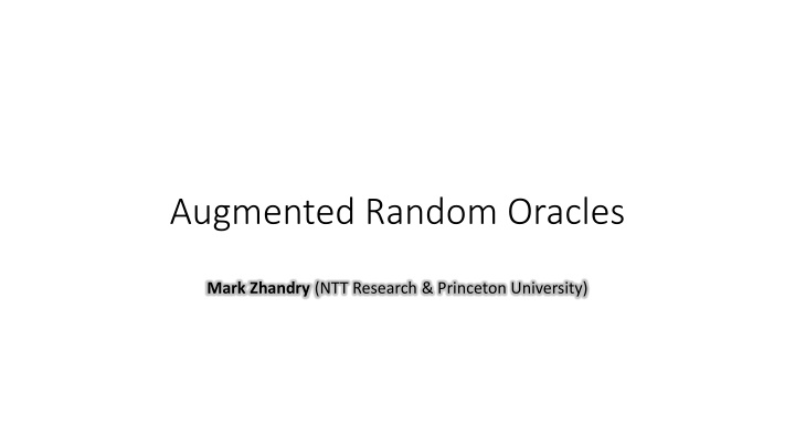 augmented random oracles