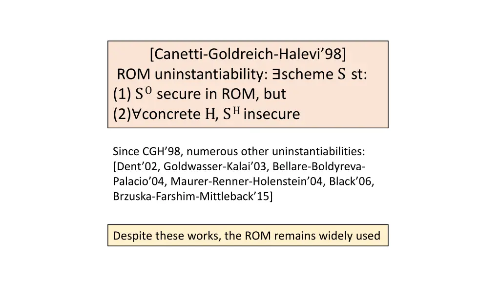 canetti goldreich halevi 98 rom uninstantiability