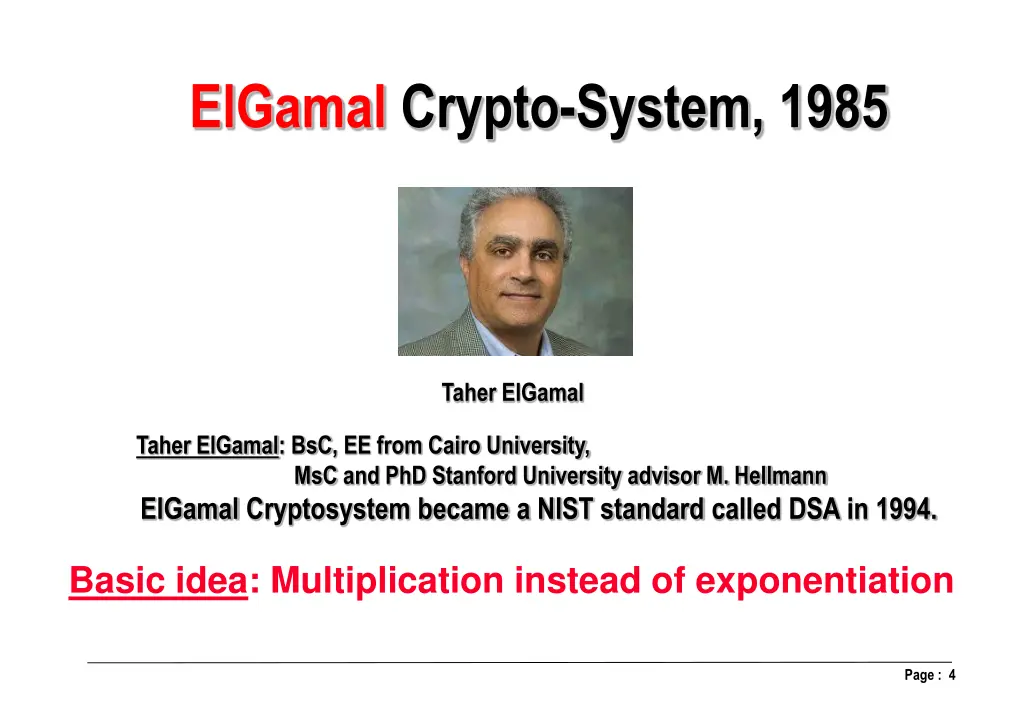 elgamal crypto system 1985