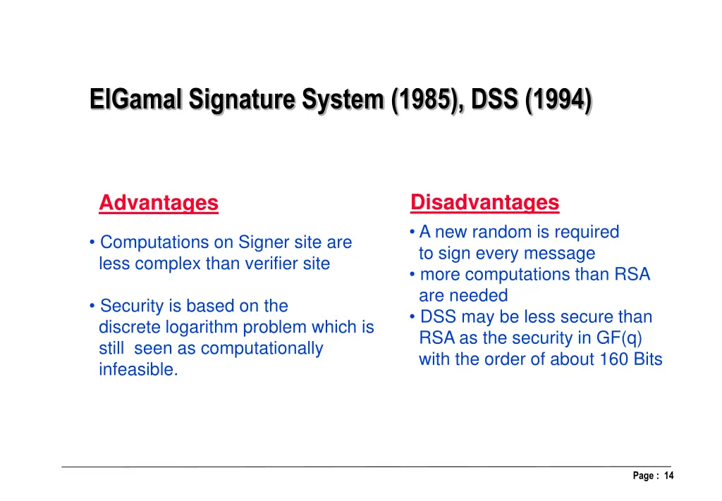elgamal signature system 1985 dss 1994