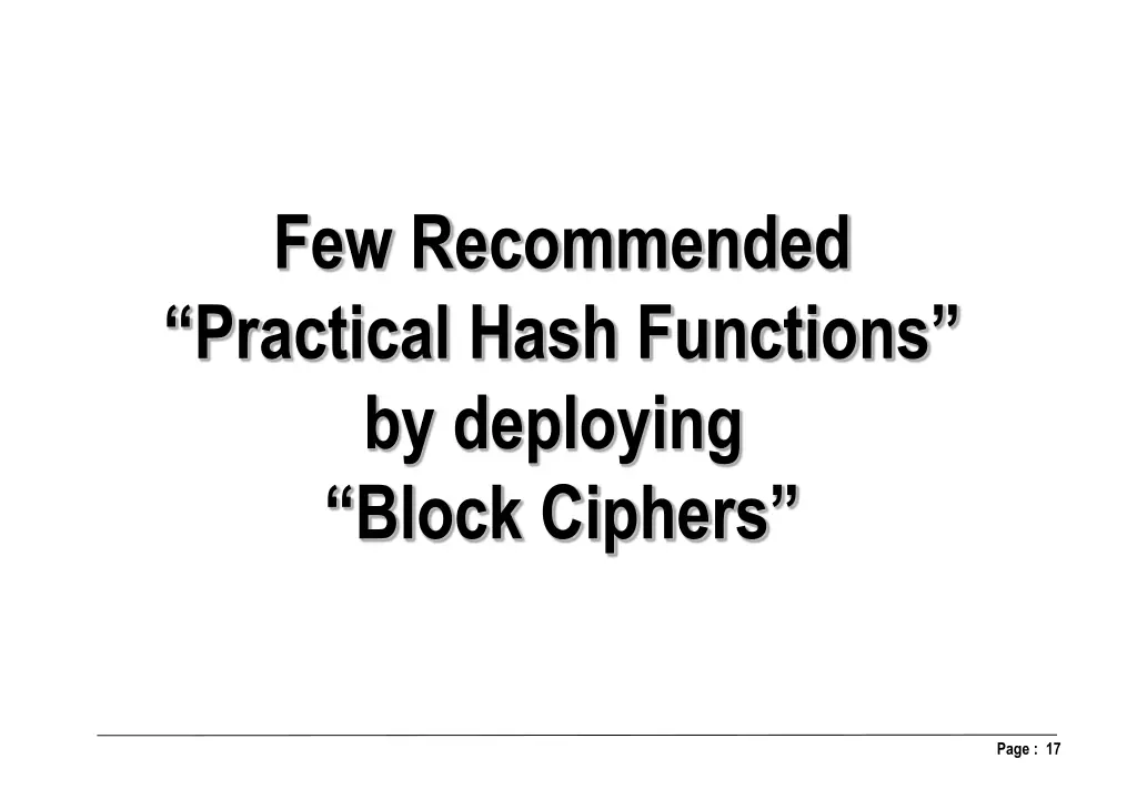 few recommended practical hash functions