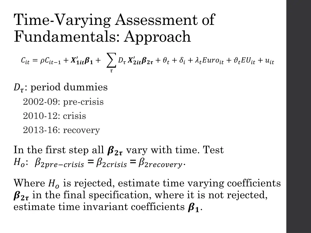 time varying assessment of fundamentals approach
