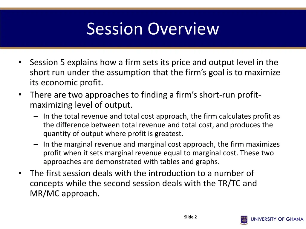 session overview