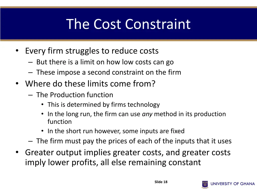 the cost constraint
