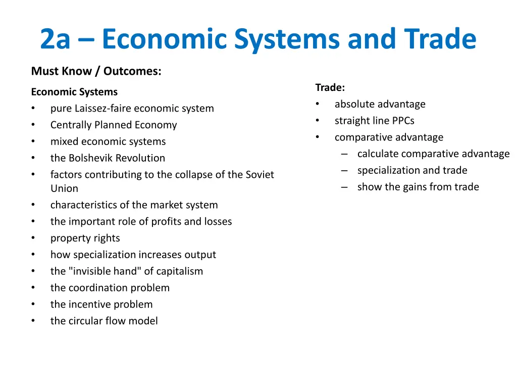 2a economic systems and trade 2