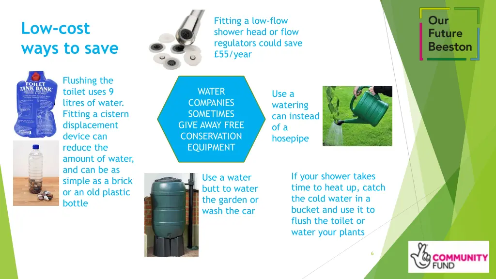 fitting a low flow shower head or flow regulators