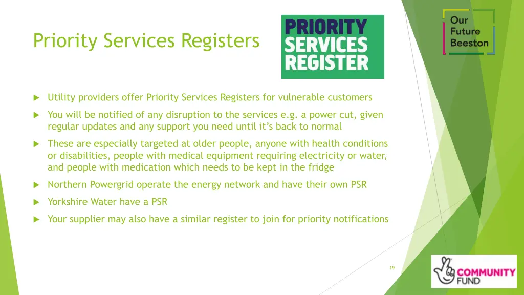 priority services registers