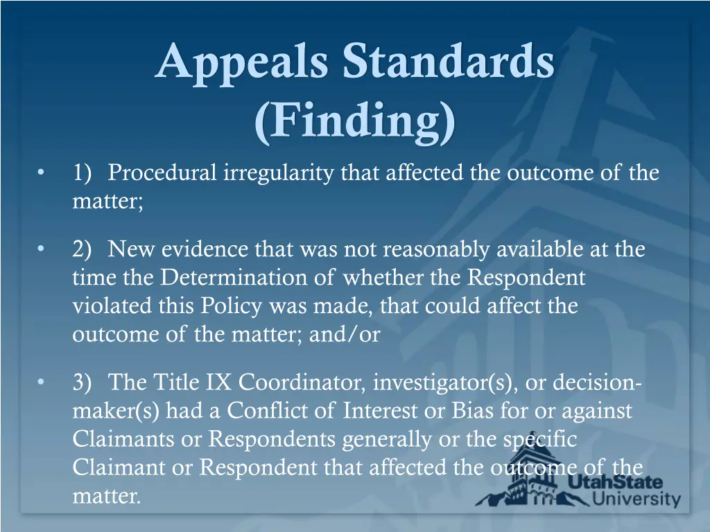 appeals standards finding 1 procedural