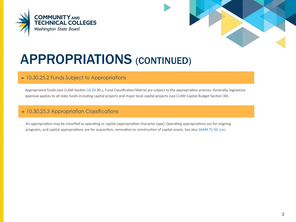 appropriations continued