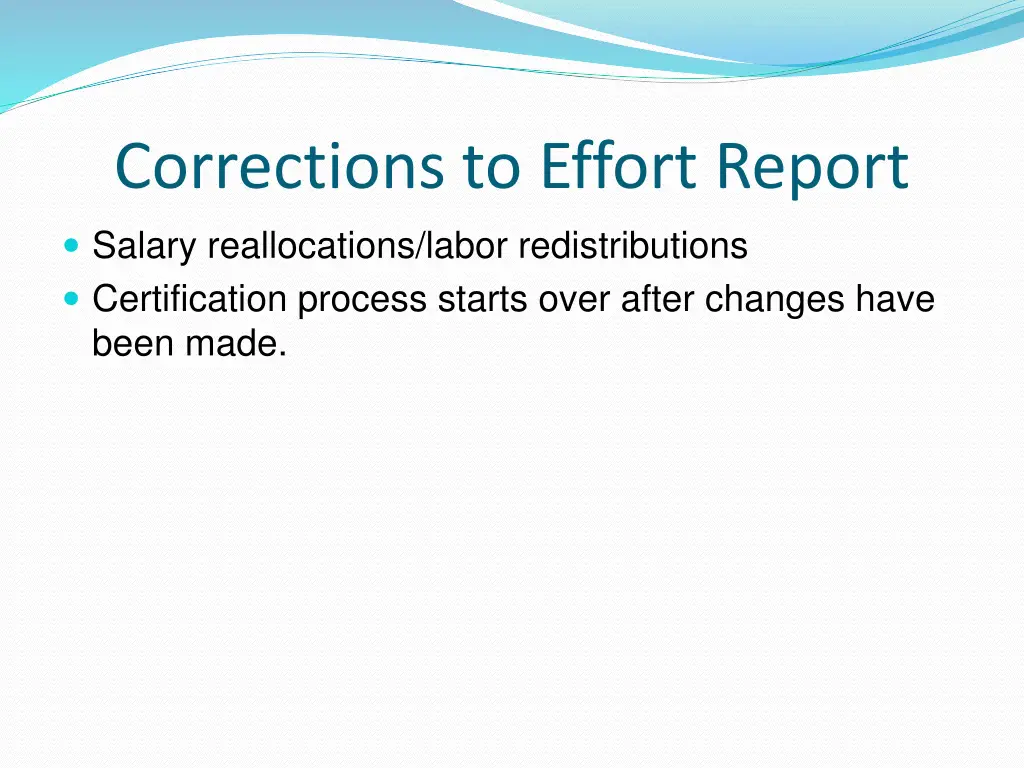 corrections to effort report salary reallocations