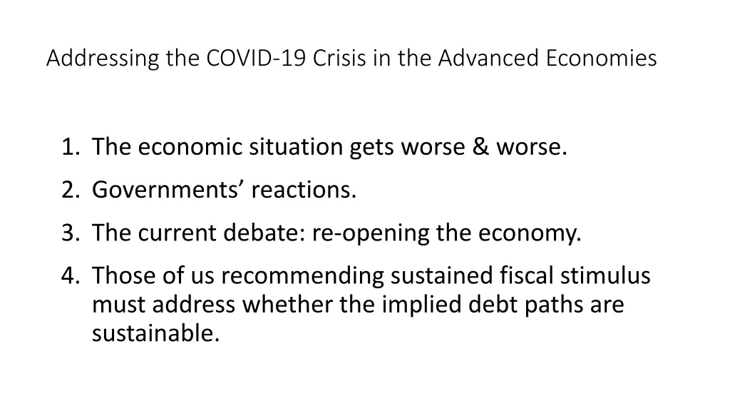addressing the covid 19 crisis in the advanced