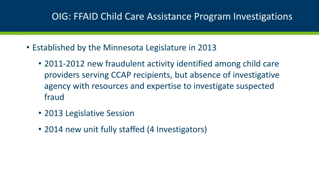 oig ffaid child care assistance program