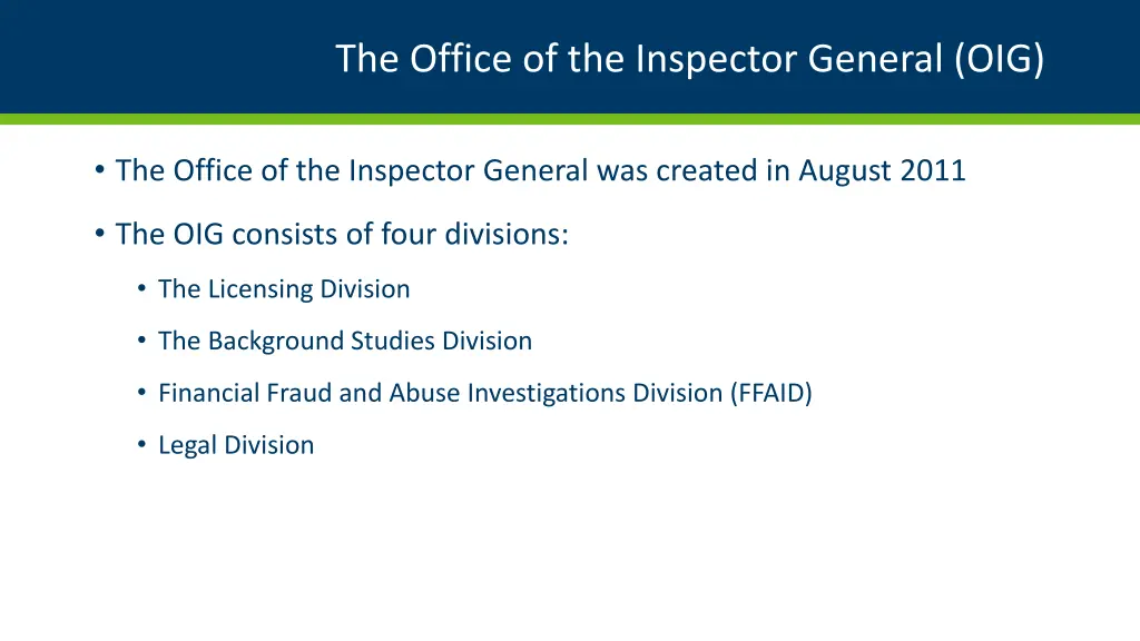 the office of the inspector general oig