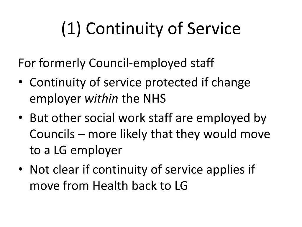 1 continuity of service