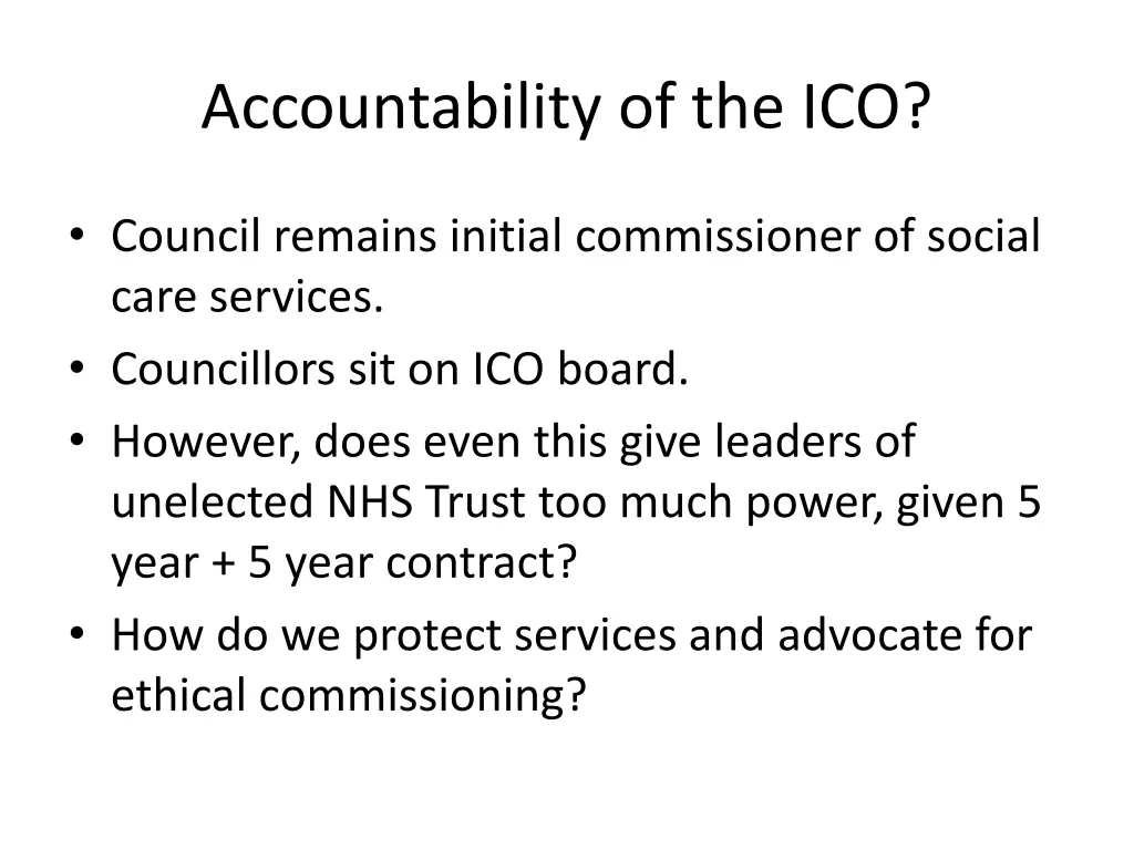 accountability of the ico