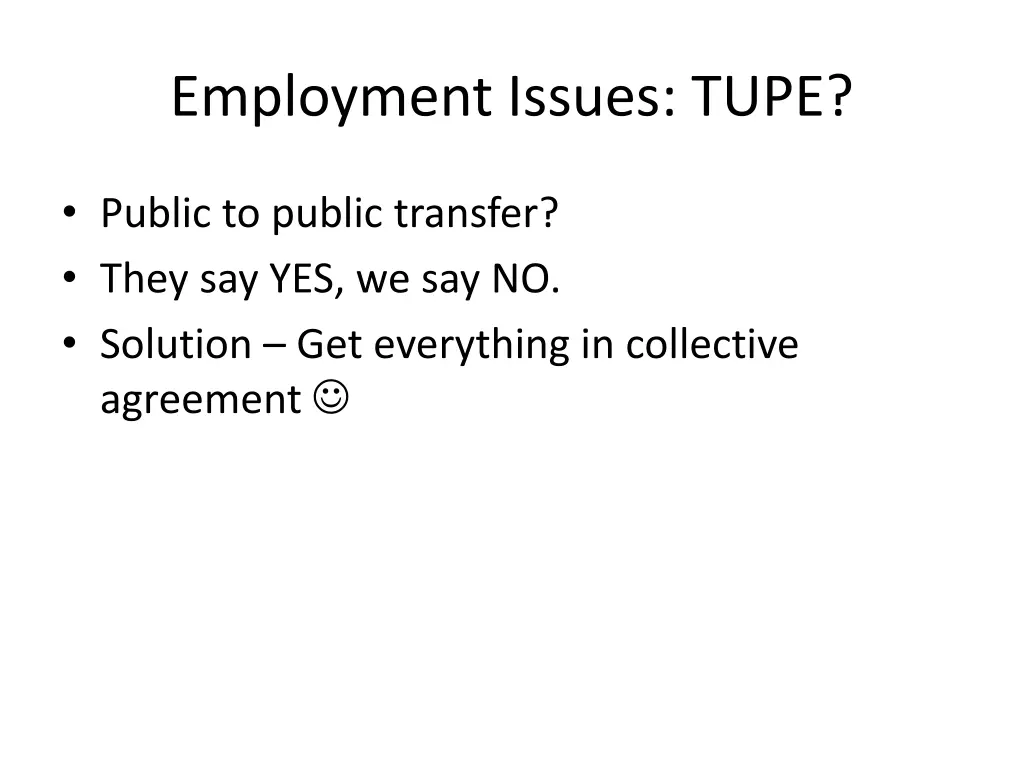 employment issues tupe