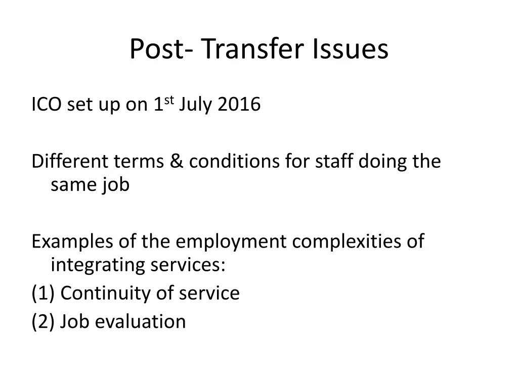 post transfer issues