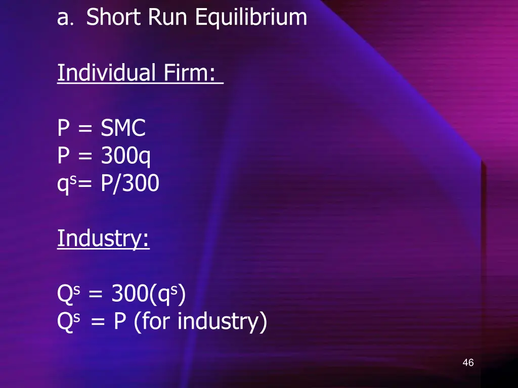 a short run equilibrium