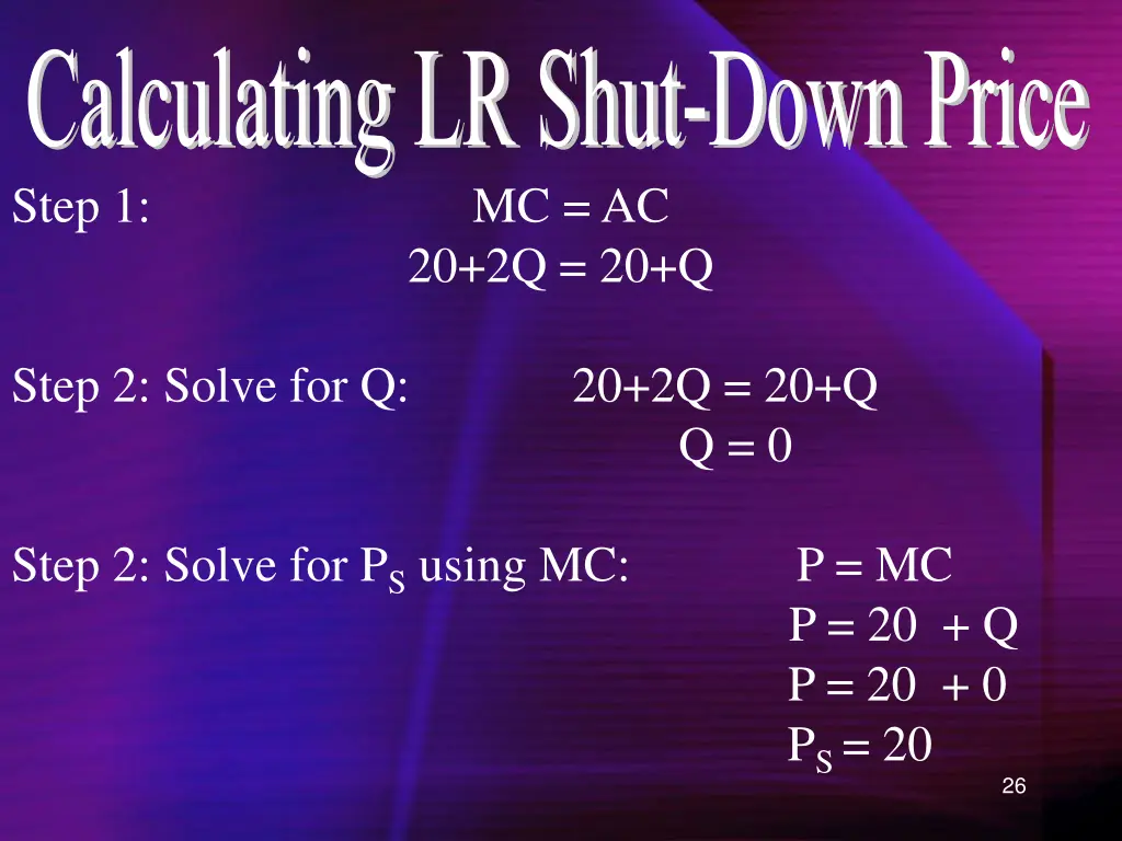 calculating lr shut down price