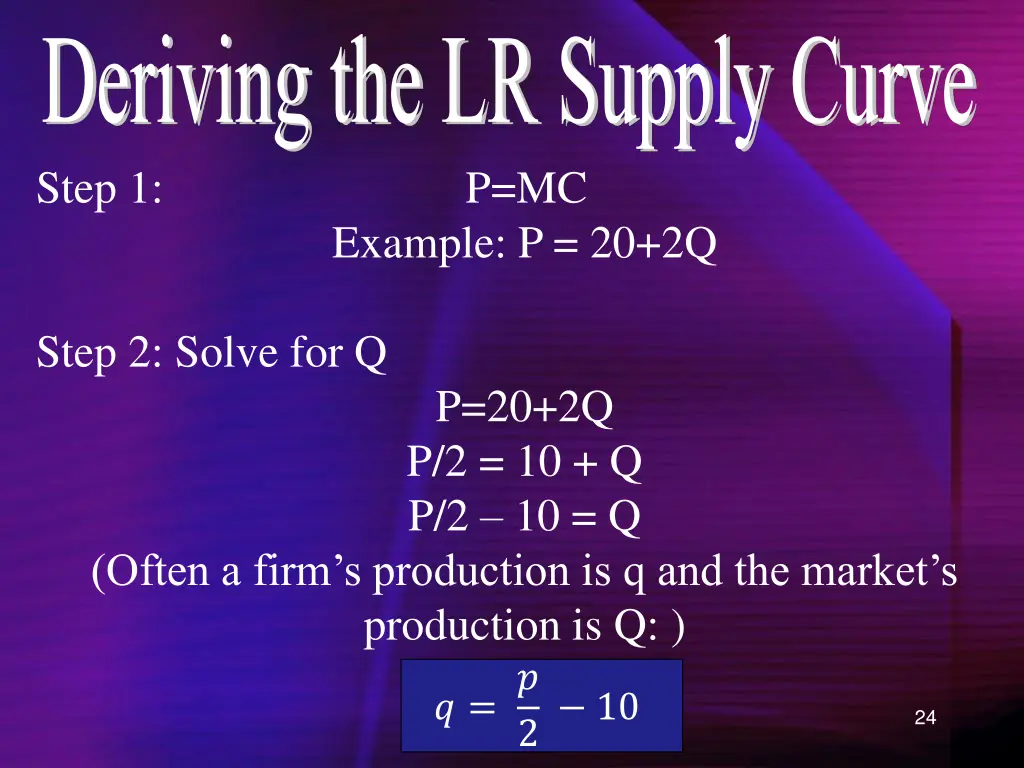 deriving the lr supply curve