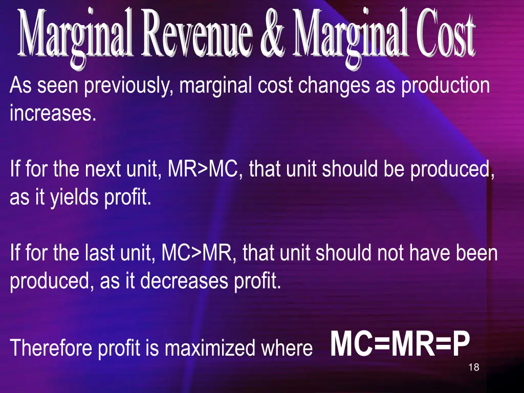 marginal revenue marginal cost