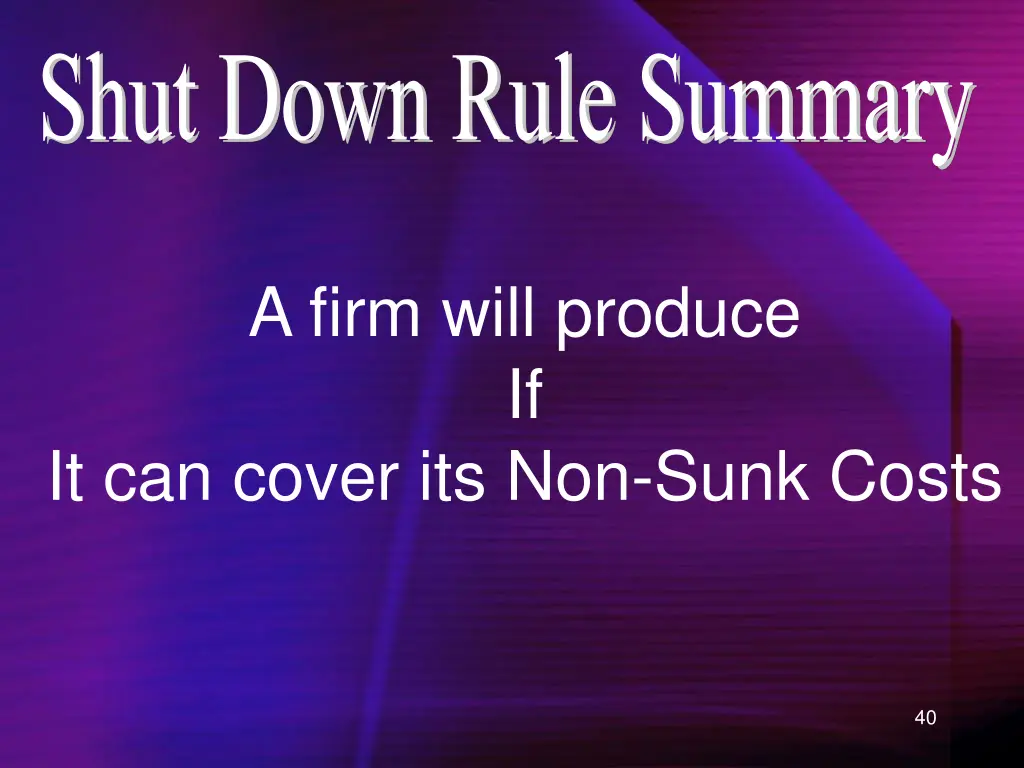 shut down rule summary