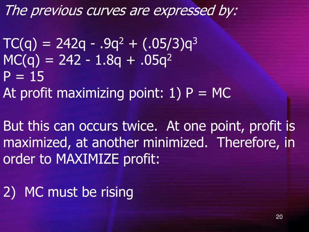 the previous curves are expressed by