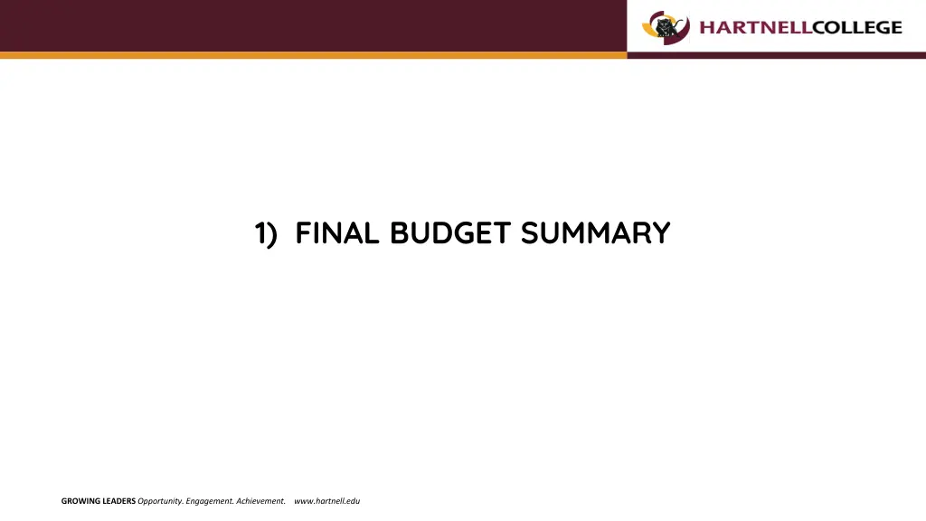 1 final budget summary
