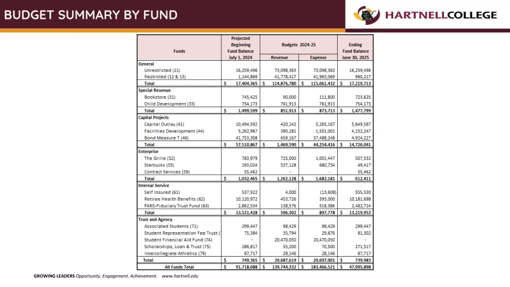 budget summary by fund
