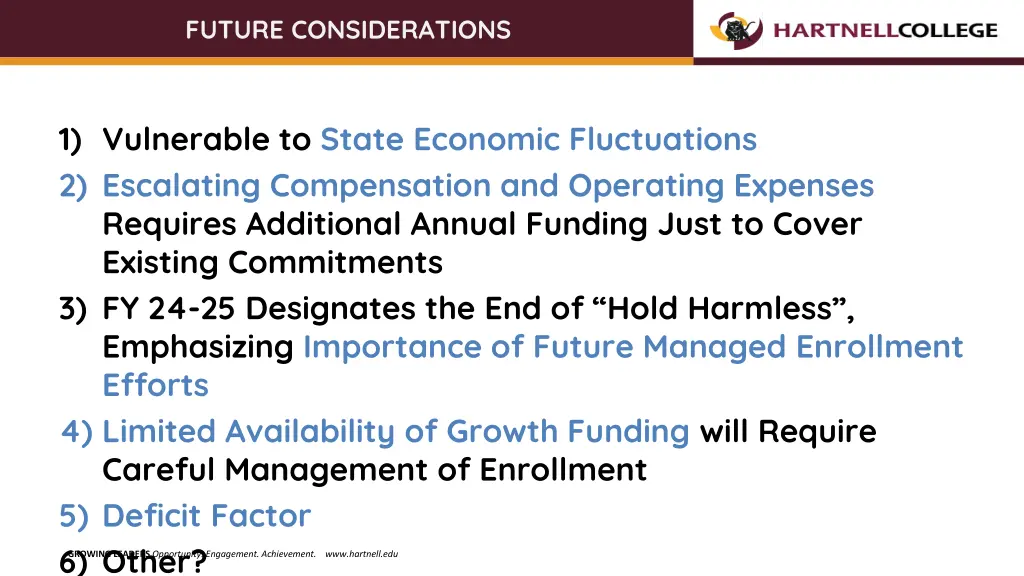future considerations