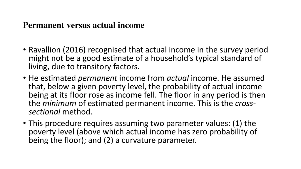 permanent versus actual income