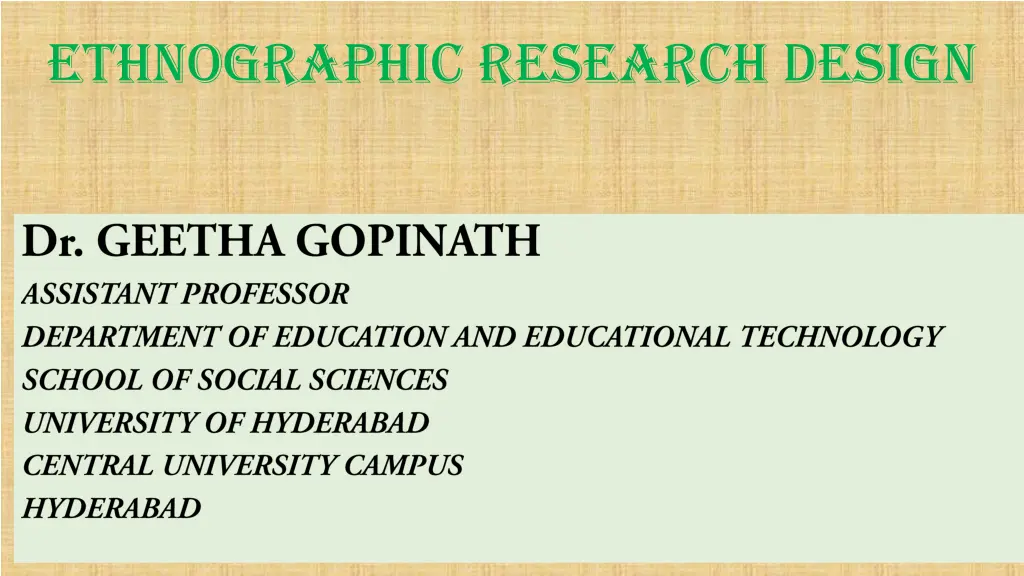 ethnographic research design