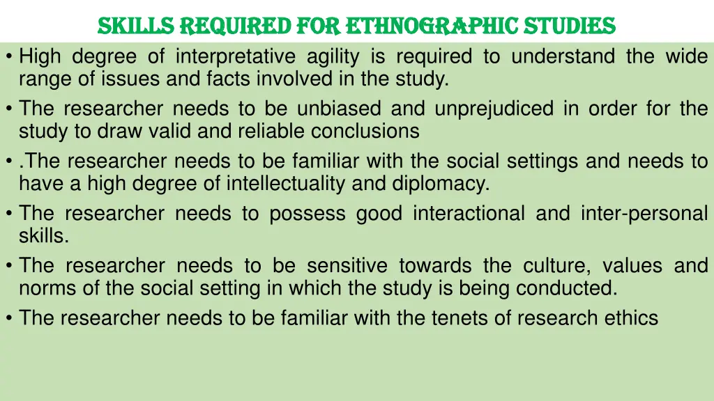 skills required for ethnographic studies skills