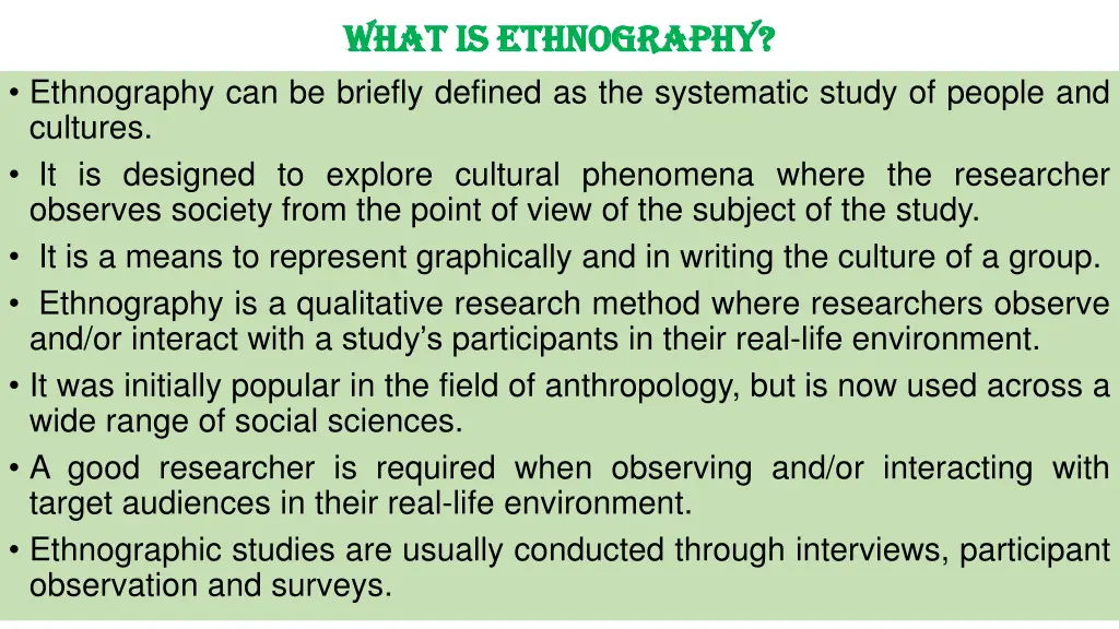 what is ethnography what is ethnography