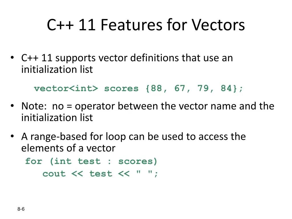 c 11 features for vectors