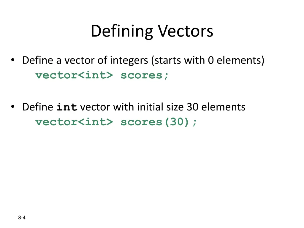 defining vectors