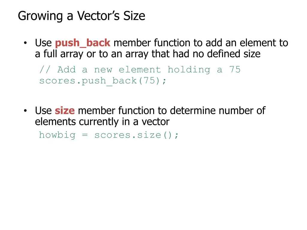 growing a vector s size